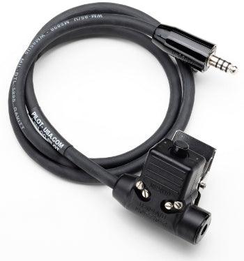 HELICOPTER EXT CABLE W/PTTHELICOPTER GROUND CREW EXTENSION CABLE/3' extension cable/U-93A plug to U-94A with Push-To-Talk