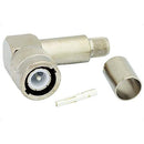 CONNECTOR/C male, right angle, crimp, solder for use with RG-214, RG-9, RG-225, RG-393.  