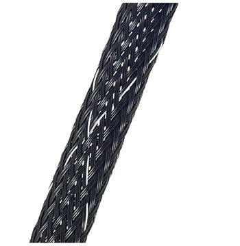 BRAIDED SLEEVING/Protect Fast Aero, ECTFE Copolymer Material, 1/2 nominal diameter, Black with white tracer. 100' mini roll