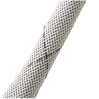 BRAIDED SLEEVING/Protect Fast Aero, ECTFE Copolymer Material, 1/2 nominal diameter, White with Black tracer. 100' mini roll