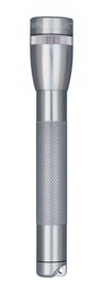 MINI MAG-LITE LED FLASHLIGHT/Silver, includes: flashlight, polypropylene holster and 2 AA alkaline batteries.