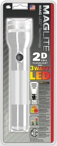 MAG-LITE LED FLASHLIGHT/Silver, 2 D-cell. 