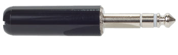 STEREO PHONE PLUG/ 1/4 Inch, 3 Conductor, Black Plastic with Screw Terminals, No Cable Clamp. 