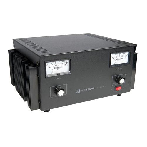 POWER SUPPLY/Separate volt and amp meters. Output voltage adjustable from 5-32 volts. Current limit adjustable from 1.5 Amps. Size 6 x 13 1/4 x 11  