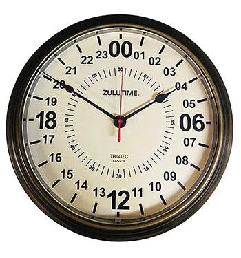 ZULU 24 HOUR CLOCK/Antique brass, 14